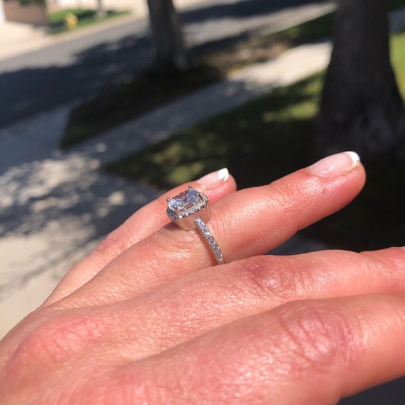 Silver and Cubic Zirconia Engagement Ring - Picture 1 of 7